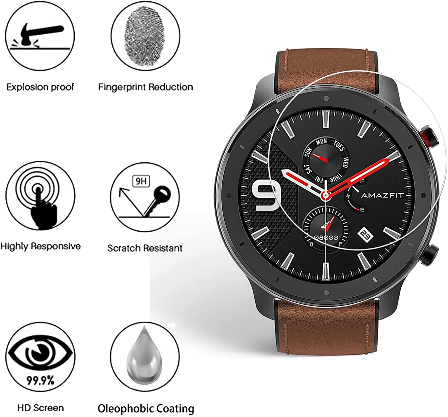 9H الزجاج المقسى فيلم ل Amazfi - مراجعة Smartwatch Screen Film وسعره
